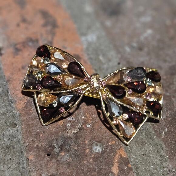 Gorgeous Retro Rhinestone Encrusted Bow Hair Clip ~ Cosplay Costume Party Twee